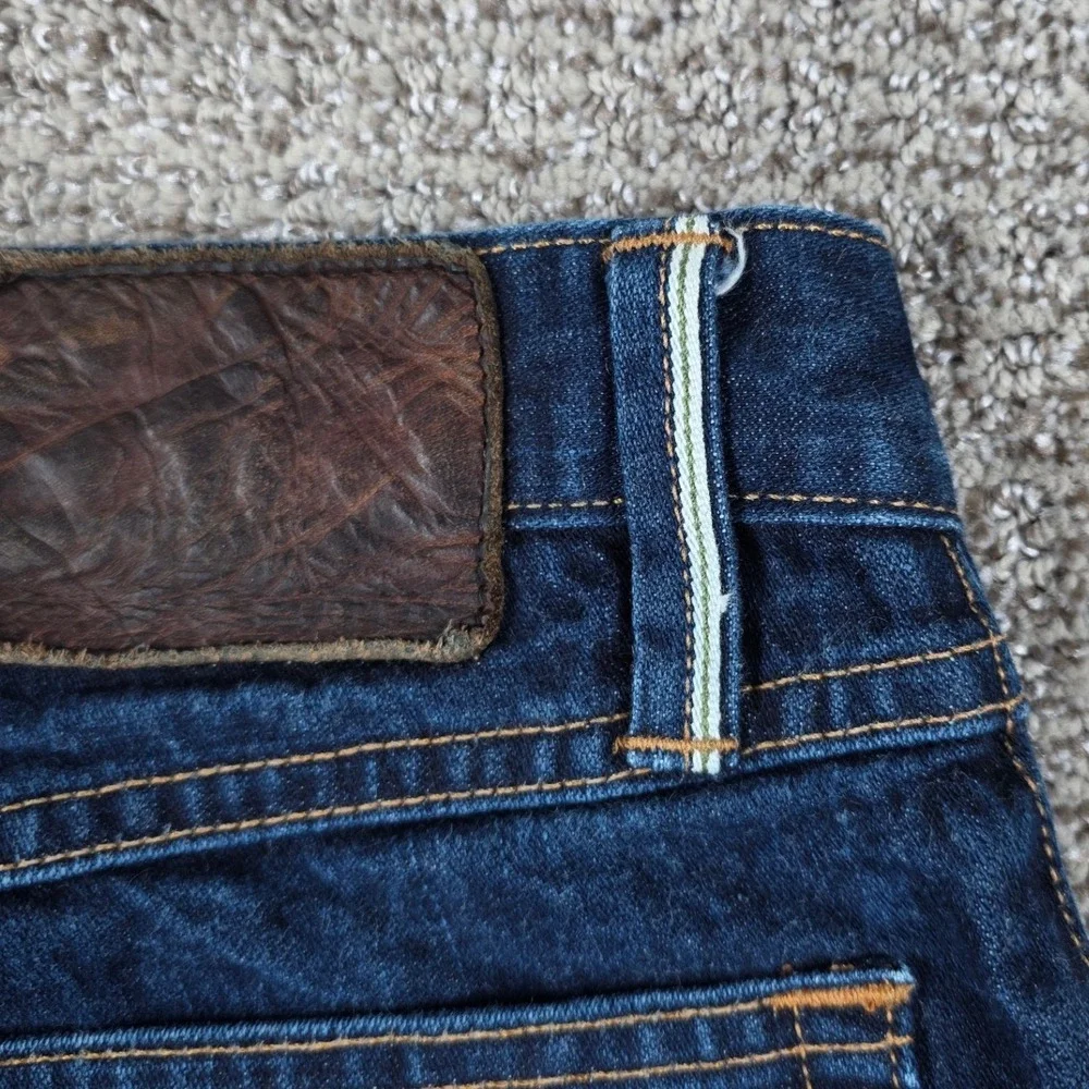 Gustin Mens Cone Mills Selvedge Denim Jeans Dark Indigo Blue 12.5oz Button Fly - Picture 9 of 15
